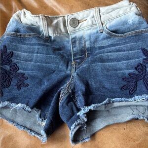 SO Girls Denim Ombre Shorts with Floral Embroidery